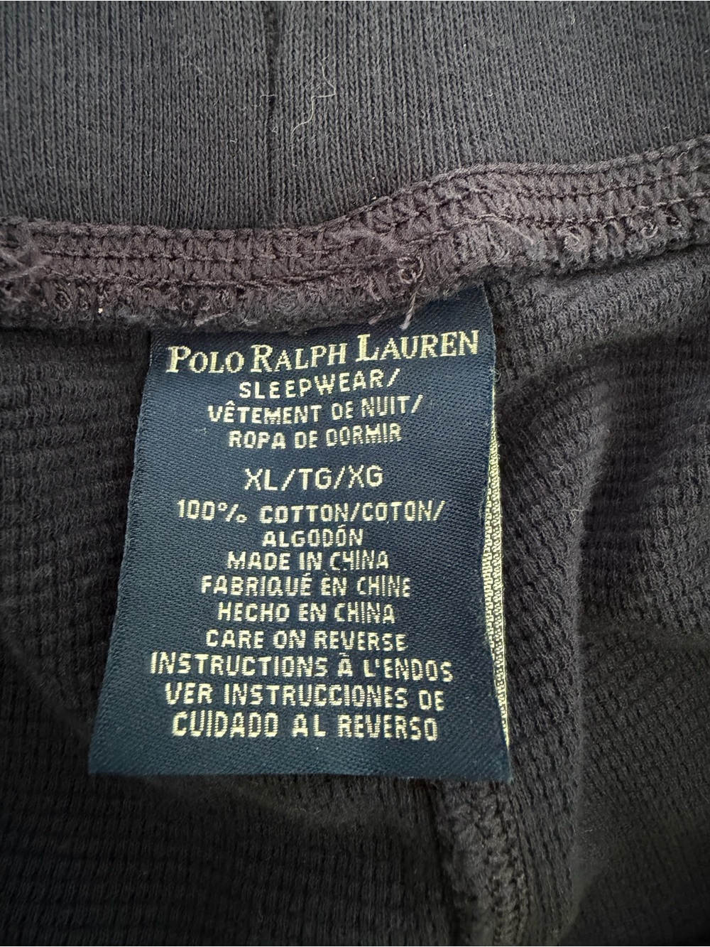 Polo Ralph Lauren Men’s XL Navy Cotton Waffle Knit Pajama Lounge Pants - Picture 5 of 6